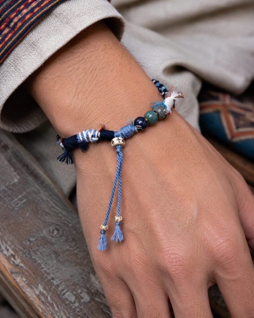 LHARI blue wind prayer cord bracelet 07