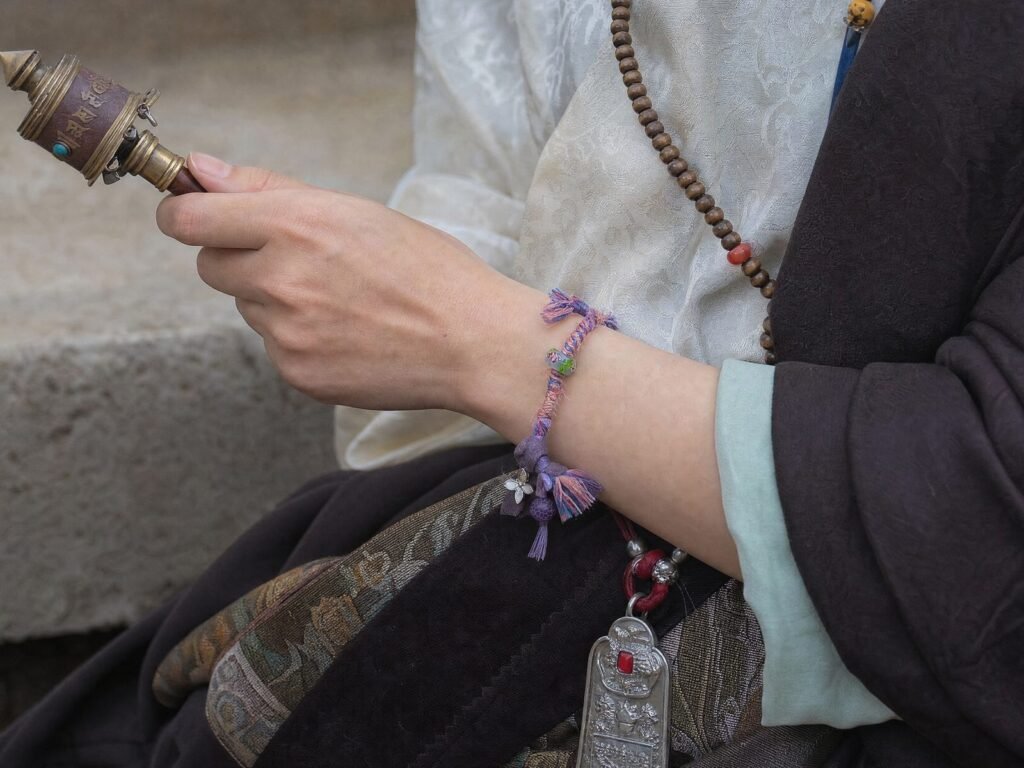 LHARI lilac butterfly prayer cord bracelet 09