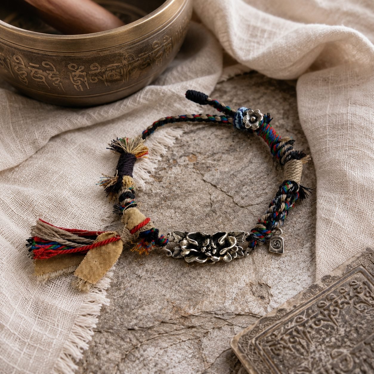 LHARI silver lotus protection bracelet 06