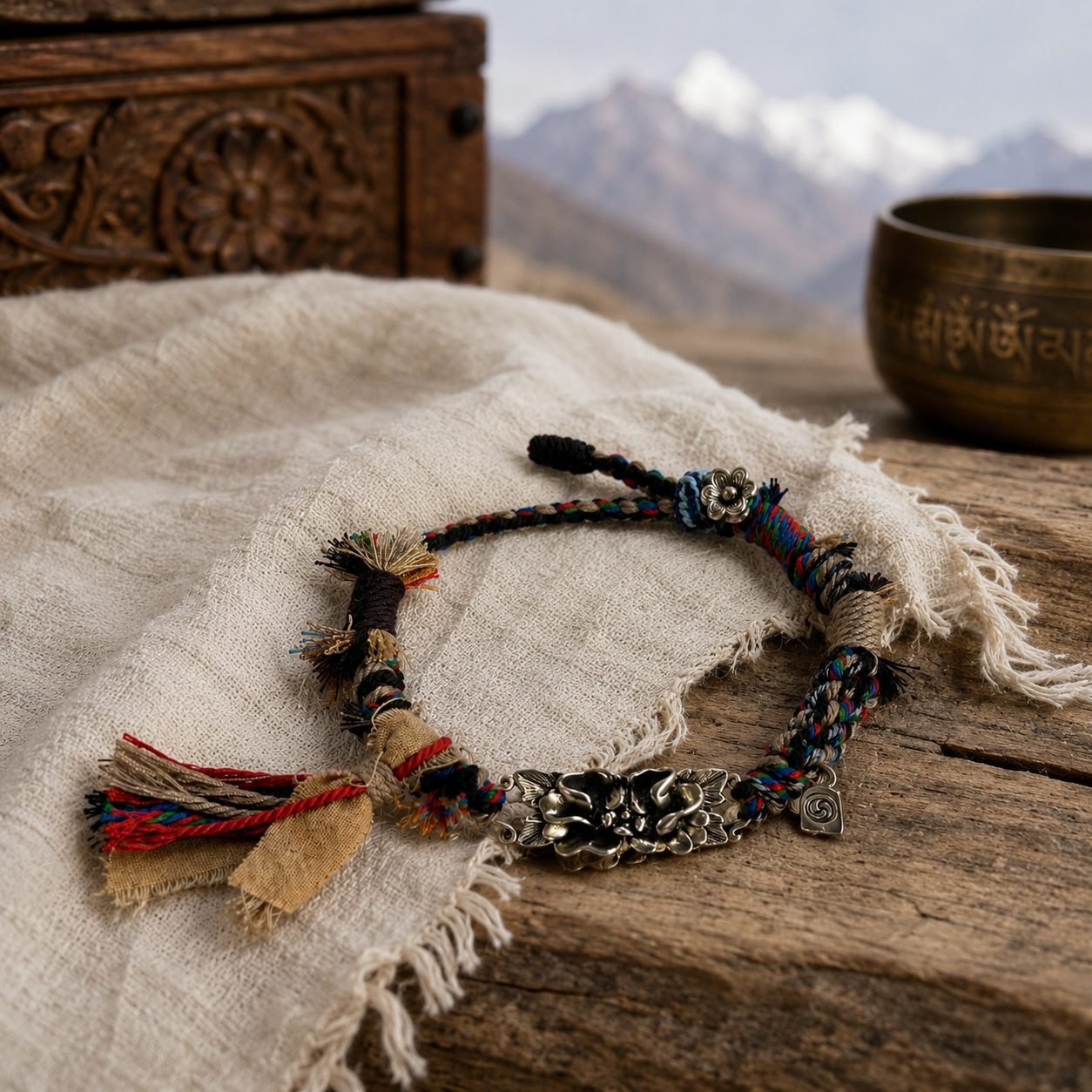 LHARI silver lotus protection bracelet 07