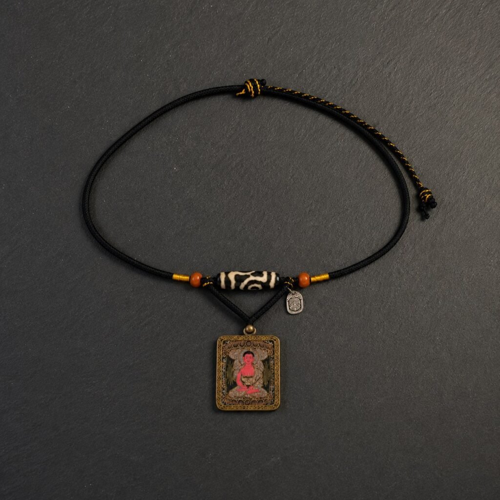 LHARI The Dzi Reliquary black background overhead view