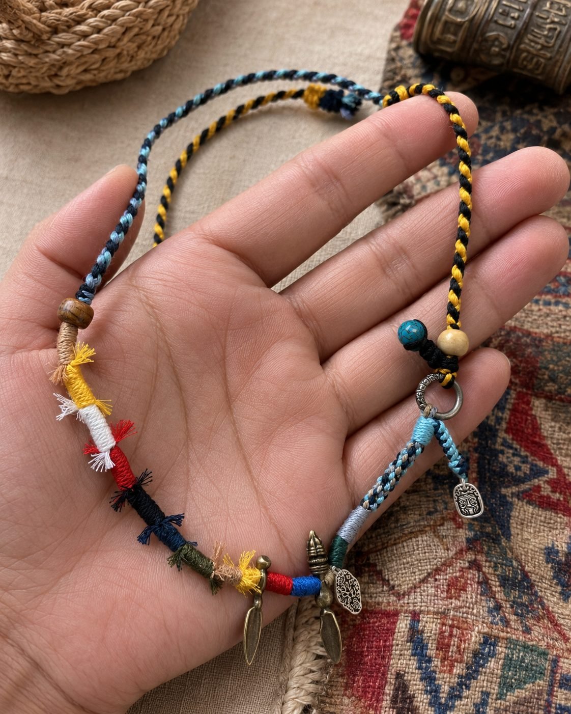 LHARI wind prayer cord necklace 06
